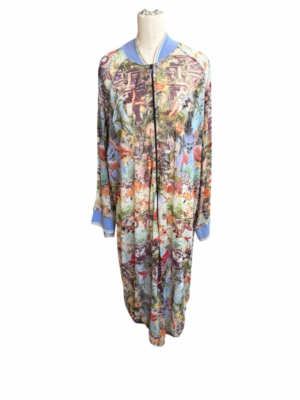 Jean Paul Gaultier Soleil Maxi full zip tropical flamingo print size large
